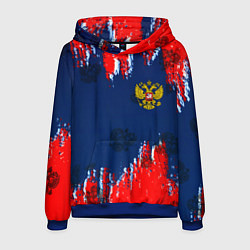Толстовка-худи мужская Россия спорт краски текстура, цвет: 3D-синий