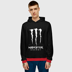 Толстовка-худи мужская Monster energy белое лого, цвет: 3D-красный — фото 2