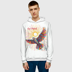 Толстовка-худи мужская Голубь мира, цвет: 3D-белый — фото 2