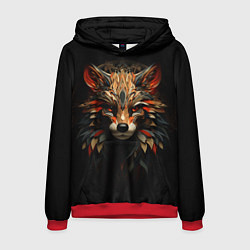 Толстовка-худи мужская Красавец лис мозаика, цвет: 3D-красный