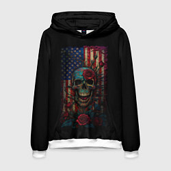 Толстовка-худи мужская Skull - USA, цвет: 3D-белый