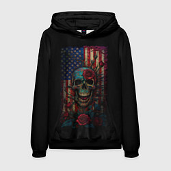 Толстовка-худи мужская Skull - USA, цвет: 3D-черный
