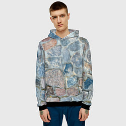 Толстовка-худи мужская Каменный фон, цвет: 3D-черный — фото 2