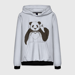 Толстовка-худи мужская Panda love art, цвет: 3D-черный