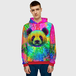 Толстовка-худи мужская Цветная панда, цвет: 3D-красный — фото 2