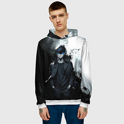 Толстовка-худи мужская Сон герой - Поднятие уровня в одиночку, цвет: 3D-белый — фото 2