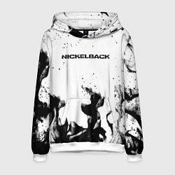 Толстовка-худи мужская Nickelback серый дым рок, цвет: 3D-белый