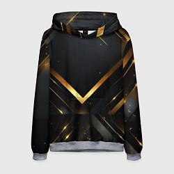 Толстовка-худи мужская Gold luxury black abstract, цвет: 3D-меланж