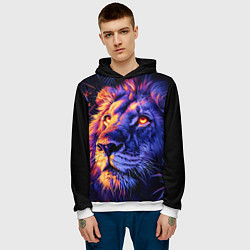 Толстовка-худи мужская Лев поп-арт, цвет: 3D-белый — фото 2