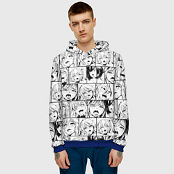 Толстовка-худи мужская Ahegao pattern, цвет: 3D-синий — фото 2