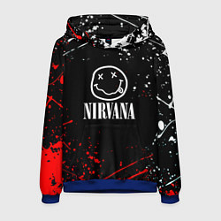 Толстовка-худи мужская Nirvana брызги красок, цвет: 3D-синий