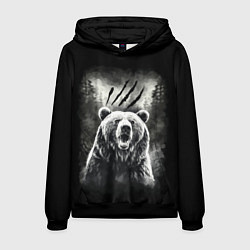 Толстовка-худи мужская Большой бурый медведь, цвет: 3D-черный