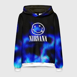 Толстовка-худи мужская Nirvana flame ghost steel, цвет: 3D-белый