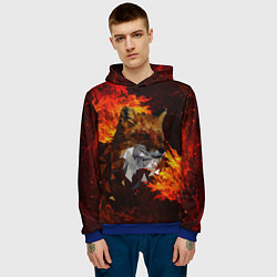 Толстовка-худи мужская Fire fox flame, цвет: 3D-синий — фото 2