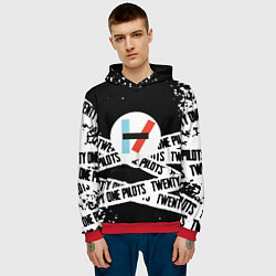 Толстовка-худи мужская Twenty one pilots stripes steel, цвет: 3D-красный — фото 2