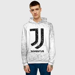 Толстовка-худи мужская Juventus с потертостями на светлом фоне, цвет: 3D-белый — фото 2