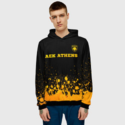 Толстовка-худи мужская AEK Athens - gold gradient посередине, цвет: 3D-черный — фото 2
