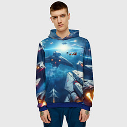 Толстовка-худи мужская Mass Effect - space neon, цвет: 3D-синий — фото 2