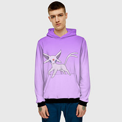 Толстовка-худи мужская Espeon Pokemon - розовая кошка покемон, цвет: 3D-черный — фото 2