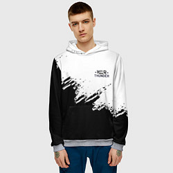 Толстовка-худи мужская Warthunder чёрно белые краски гейм, цвет: 3D-меланж — фото 2