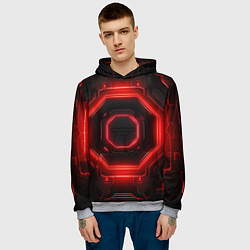 Толстовка-худи мужская Nvidia style black and red neon, цвет: 3D-меланж — фото 2