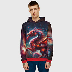 Толстовка-худи мужская Красный космический дракон, цвет: 3D-красный — фото 2