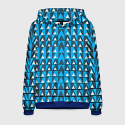 Толстовка-худи мужская Узор из треугольников синий, цвет: 3D-синий