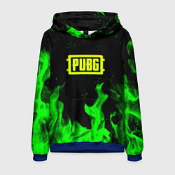 Толстовка-худи мужская PUBG кислотное лого огненный стиль, цвет: 3D-синий