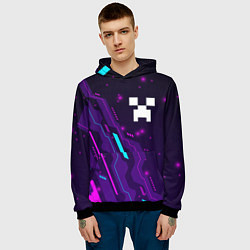 Толстовка-худи мужская Minecraft neon gaming, цвет: 3D-черный — фото 2