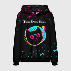 Толстовка-худи мужская Three Days Grace - rock star cat, цвет: 3D-черный