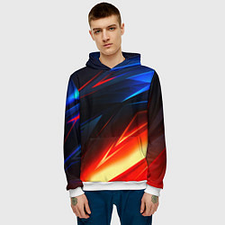 Толстовка-худи мужская Geometry stripes neon steel, цвет: 3D-белый — фото 2