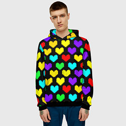Толстовка-худи мужская Undertale heart pattern, цвет: 3D-черный — фото 2