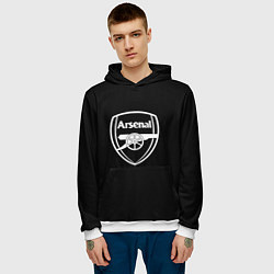 Толстовка-худи мужская Arsenal fc белое лого, цвет: 3D-белый — фото 2
