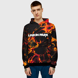 Толстовка-худи мужская Linkin Park red lava, цвет: 3D-черный — фото 2