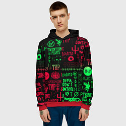 Толстовка-худи мужская Twenty one pilots pattern rock steel, цвет: 3D-красный — фото 2