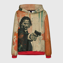 Толстовка-худи мужская Джон Уик с пистолетом, цвет: 3D-красный