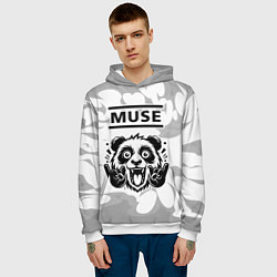 Толстовка-худи мужская Muse рок панда на светлом фоне, цвет: 3D-белый — фото 2