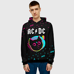 Толстовка-худи мужская AC DC - rock star cat, цвет: 3D-черный — фото 2