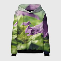 Толстовка-худи мужская Геометрический пейзаж фиолетовый и зеленый, цвет: 3D-черный