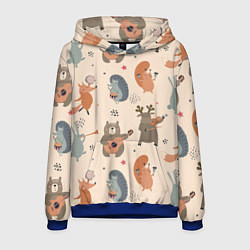 Толстовка-худи мужская Животные с инструментами, цвет: 3D-синий