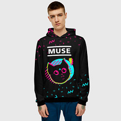 Толстовка-худи мужская Muse - rock star cat, цвет: 3D-черный — фото 2