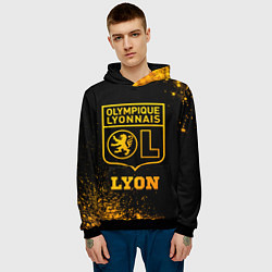 Толстовка-худи мужская Lyon - gold gradient, цвет: 3D-черный — фото 2