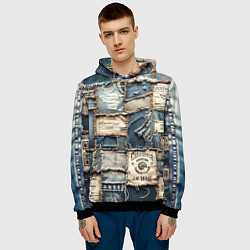 Толстовка-худи мужская State California - пэчворк, цвет: 3D-черный — фото 2