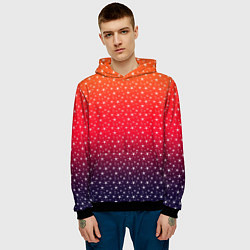 Толстовка-худи мужская Градиент оранжево-фиолетовый со звёздочками, цвет: 3D-черный — фото 2