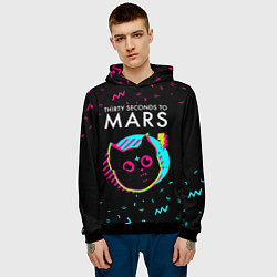 Толстовка-худи мужская Thirty Seconds to Mars - rock star cat, цвет: 3D-черный — фото 2
