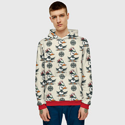 Толстовка-худи мужская Гусь взъерошенный и знак, цвет: 3D-красный — фото 2