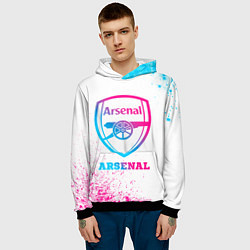 Толстовка-худи мужская Arsenal neon gradient style, цвет: 3D-черный — фото 2