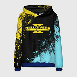 Толстовка-худи мужская Helldivers 2 logo yellow and blue splash, цвет: 3D-синий