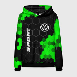 Толстовка-худи мужская Volkswagen green sport hexagon, цвет: 3D-черный