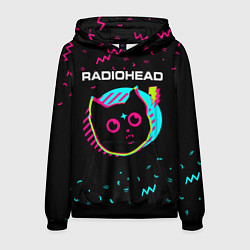 Толстовка-худи мужская Radiohead - rock star cat, цвет: 3D-черный